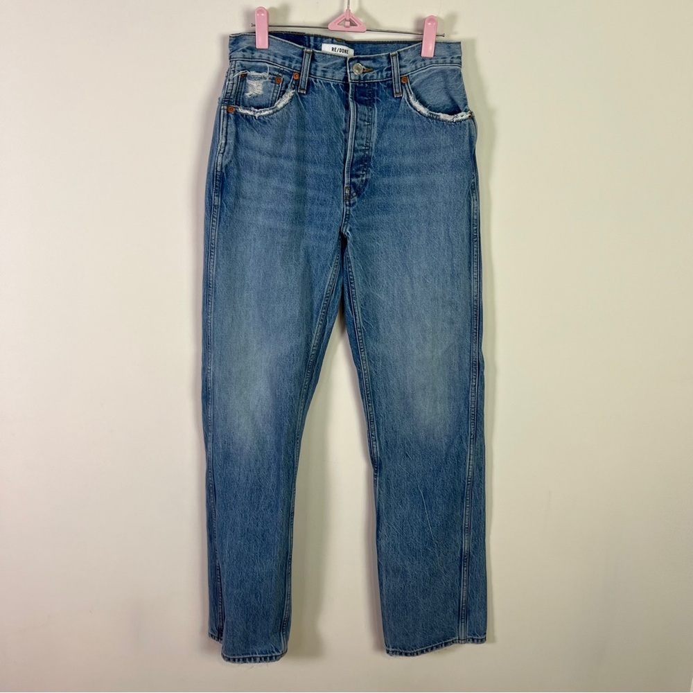 Re/Done Women’s Distressed Straight Leg High Waist Denim Jeans New Size 26